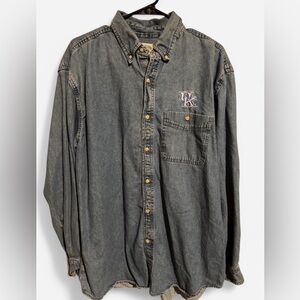 Vintage authentic Joe College blue denim Kentucky Wildcats button-up shirt